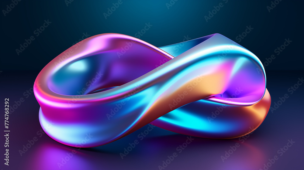 Poster intricate abstract infinity symbol 3d rendering image. seamless blend of pink and blue hues backgrou