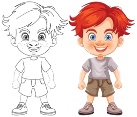 Rolgordijnen Vector illustration of a boy, colored and outlined © GraphicsRF
