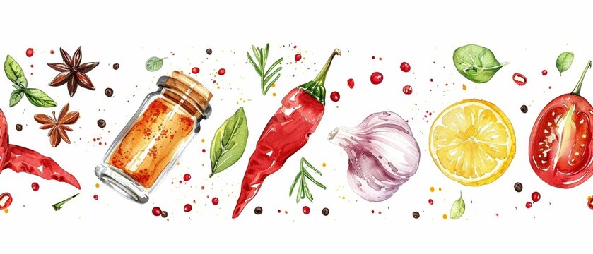 Watercolor food spices minimal tiling