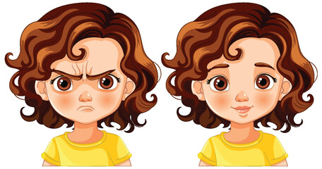 Vector illustration of contrasting emotional expressions.