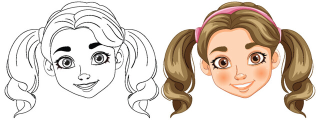 Transformation of a line drawing to a colored character