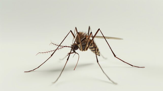 Close-Up of a Mosquito - A highly detailed image of a mosquito on a white background.