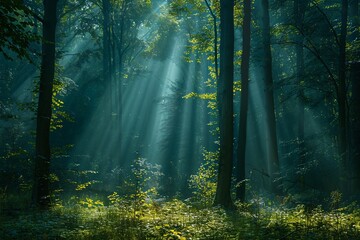 Sunlit Forest A Serene, Natural Setting for a Relaxing Afternoon Generative AI