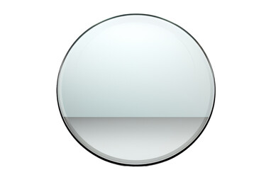 A round mirror reflects on a white wall