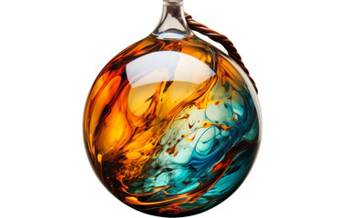 Glass bottle with mesmerizing brown and blue swirl design
