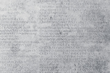 Close-up of Diocletian Edict on maximum prices (list of prescribed prices in Latin language),...