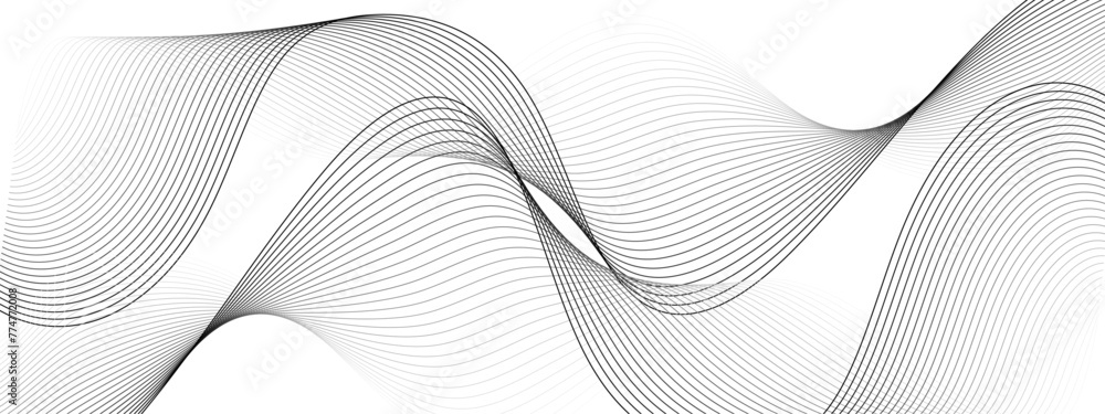 Poster abstract gradient grey wavy flowing dynamic smooth curve lines background. digital future technology