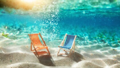 Obraz premium 夏、バカンス、旅行、おもちゃの世界観をイメージした背景素材