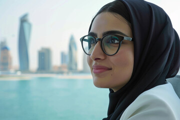 Young muslim woman wearing a headscarf and eyeglasses
 - obrazy, fototapety, plakaty