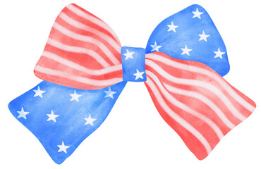 Coquette Ribbon Bow 4th of July watercolor