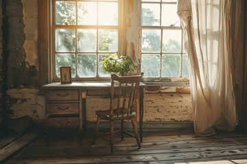 Vintage table and chair set, home decor concept for advertising, elegant and timeless, bannerready image