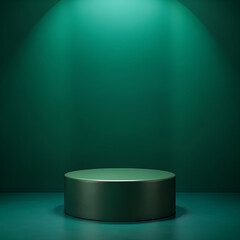 Dark green podium with spotlight, generative ai