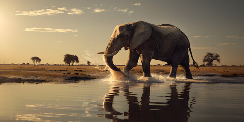 Elefante se banhando na água