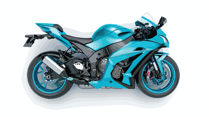 Top view of realistic glossy blue sport motorcycle