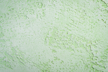 Light green surface of concrete wall. Venetian stucco for backgrounds. Free space for design or text.