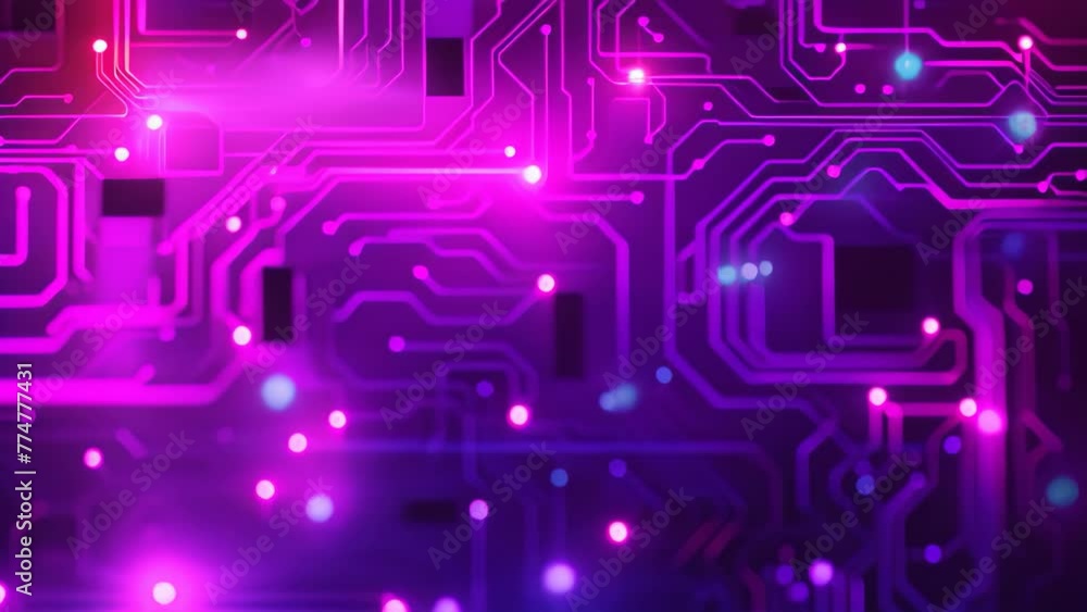 Poster a computer circuit board comes alive with an array of vibrant, colorful lights, neon circuit pattern