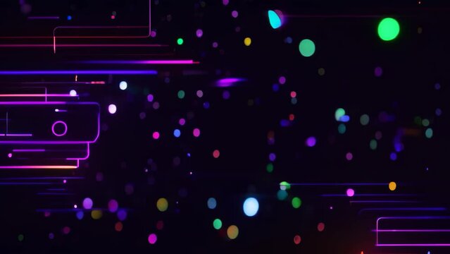 A vibrant abstract background featuring numerous lines in different colors, Neon circuit pattern on a dark background, AI Generated
