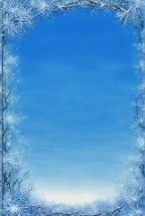 Frosty Winter Wonderland: Snowy Cold Frame Illustration