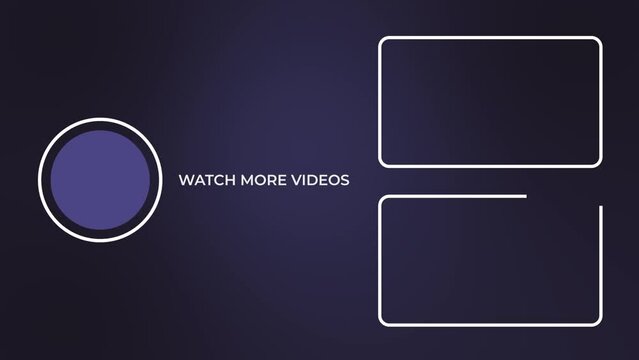 Animated end screen for video and YouTube, dark blue gradient theme
