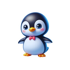 Cute penguin happy 3D render illustration