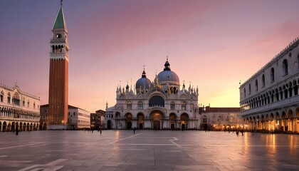 Majestic Twilight Shot Of The Piazza San Marco An - obrazy, fototapety, plakaty
