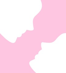 Two faces silhouette pink and white illustration, people  - obrazy, fototapety, plakaty