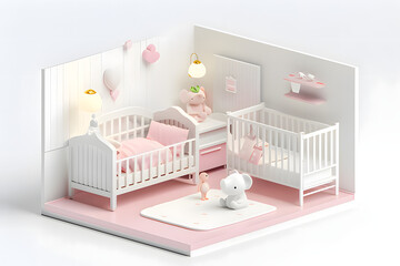 baby bedroom with crib. Generative AI
