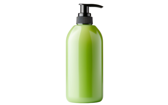 A green liquid bottle with a black pump, emitting a mysterious aura