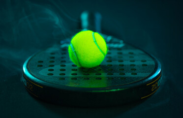 Padel tennis racket. Photo of a smoking padel racket after a super intense and active game. - 774783011