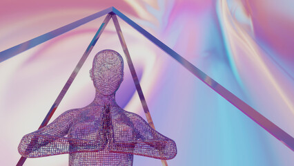 3d illustration of the energy body of a praying person