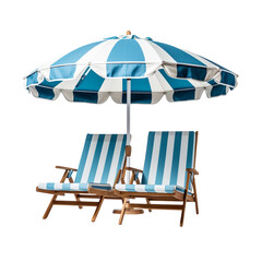 Beach Chair and Umbrella isolated on transparent background
