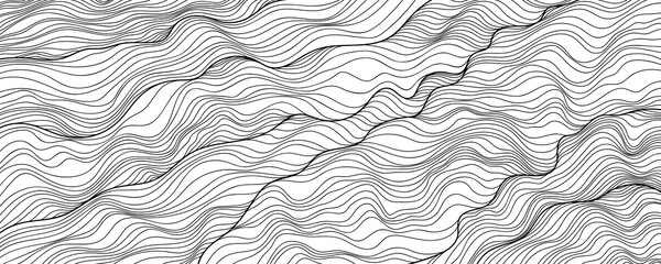  Surreal desert landscape. Abstract desert background hand drawn. Line with wavy lines. 