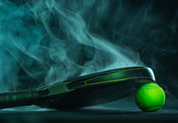 Padel tennis racket. Photo of a smoking padel racket after a super intense and active game. - 774784087