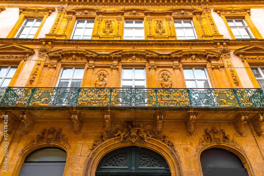 Wall mural Street view and typical french buildings in Metz, France