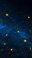 Fototapeta premium Connected lines and dots on dark blue background
