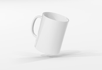 Isolated mug mockup on white. Blank coffee cup template. 3D rendering - 774784440