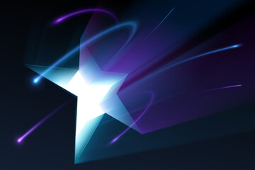 Star shape with neon light rays effect - 774784444