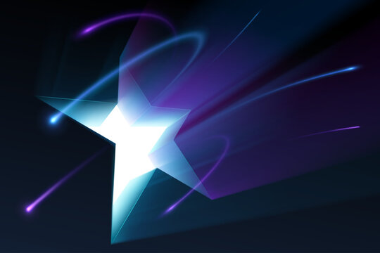 Star shape with neon light rays effect