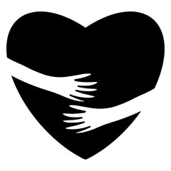 Doodle sketch style of heart with hand hug gesture vector illustration for concept design.