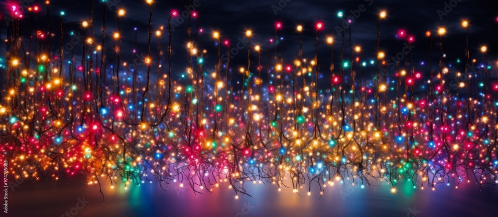 Aufkleber numerous hanging lights are suspended from the ceiling, creating a dazzling display of illumination 