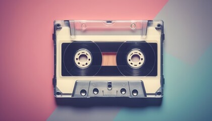 Rewind cassette tape compact retro on background. 90's concepts. Vintage style filtered photo. - obrazy, fototapety, plakaty