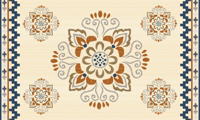 Navajo tribal vector pattern. Native American ornament. Ethnic South Western decor style. Boho geometric ornament.Ikat floral paisley embroidery blanket, rug. Woven carpet