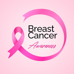 Pink White Modern Breast Cancer Awareness Circle Sticker.