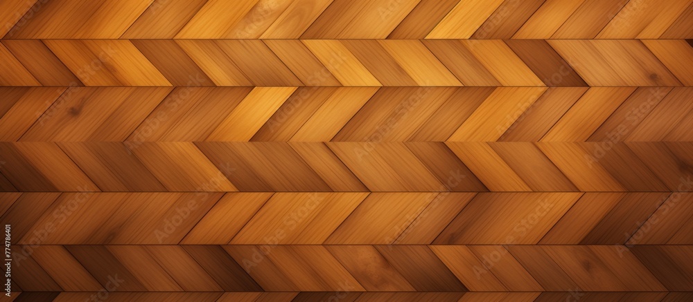Poster detailed view of a wooden wall featuring a striking design with an intricate pattern of chevrons