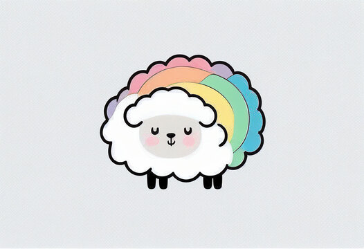 cute sheep cartoon on white background. vector illustration. 