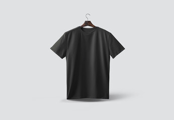 Front view of t-shirt mockup. Black isolated tshirt template on white. Generative Ai
