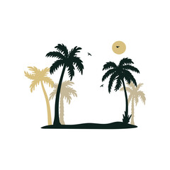 silhouette palm trees vector. tropical landscape vector silhouette logo. vector eps art