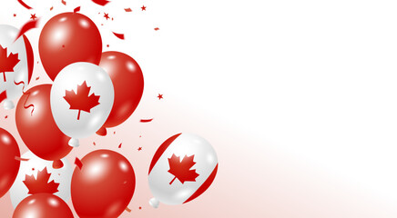 Canada day banner design of balloons on white background with copy space Vector illustration