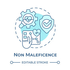 Non maleficence soft blue concept icon. Principle of bioethics. Patient care and protection. Do no harm. Round shape line illustration. Abstract idea. Graphic design. Easy to use in presentation