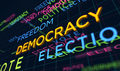 Democracy kinetic text abstract concept illustration